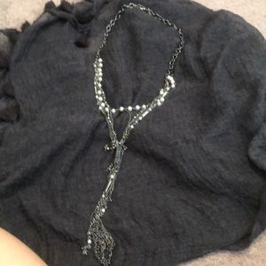 Pearl and black beaded long necklace!